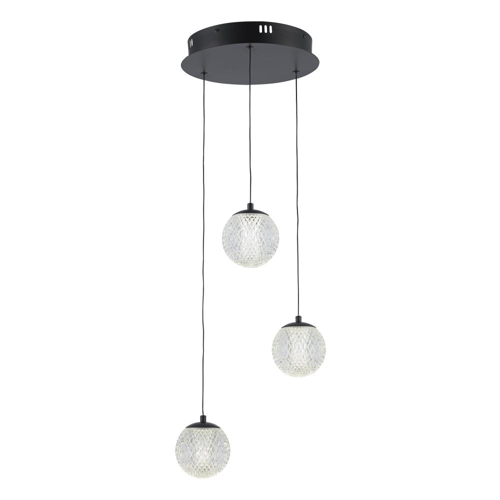 3LT PEND LED BALL GLOBE-BK